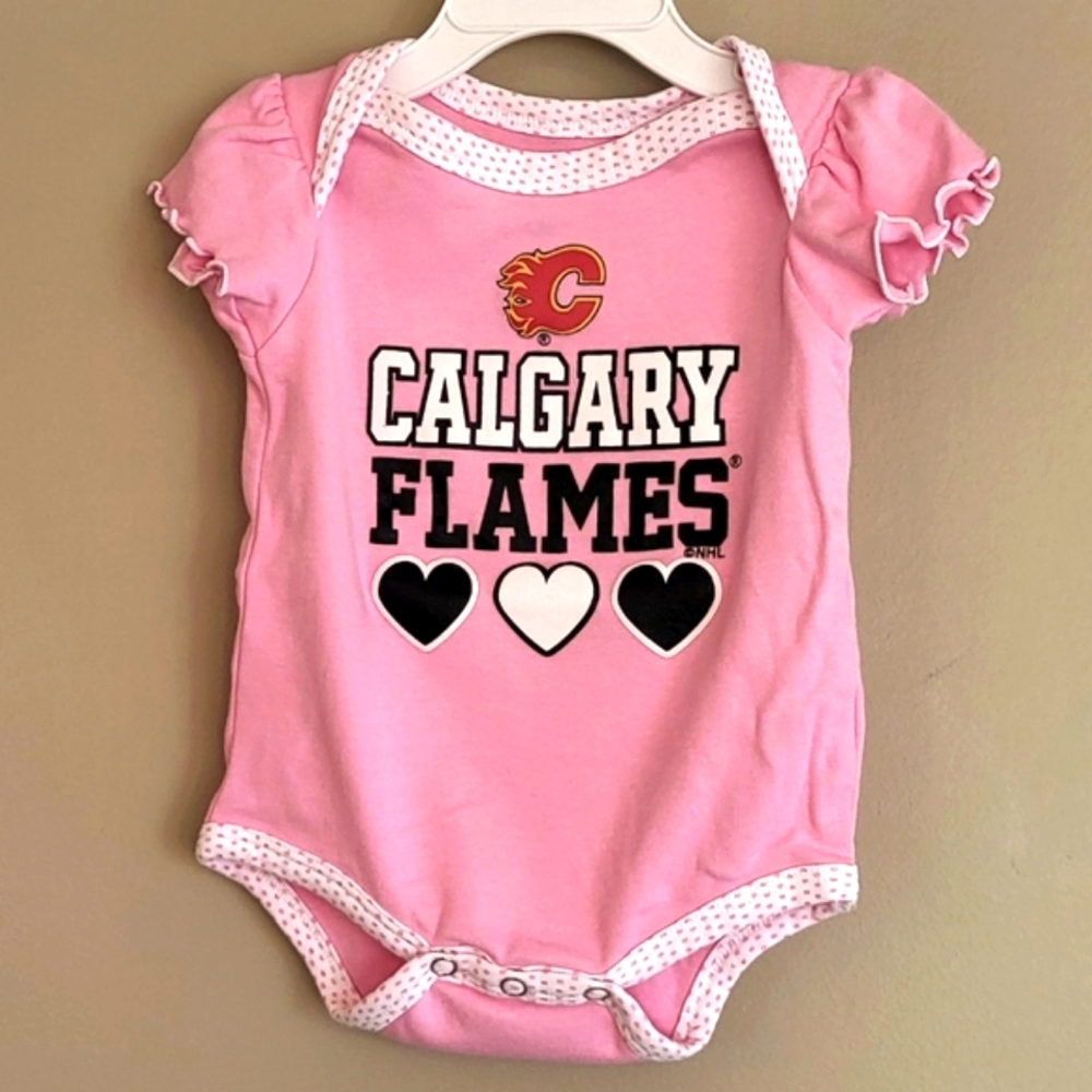NHL Calgary Flames pink short sleeve onesie/bodysuit